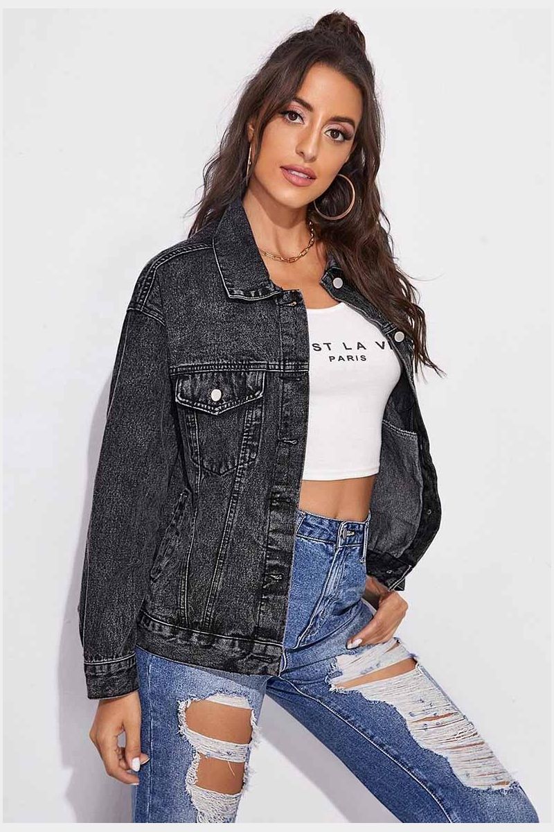 BUTTON CLOSUER DENIM JACKET - Doublju