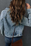 WOMEN WASHED BUTTON CLOSURE MIDI DENIM JACKET