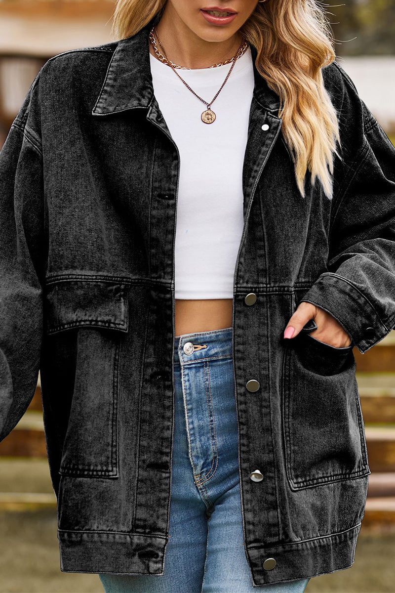 OVERSIZED BUTTON UP DENIM JACKET FOR WOMEN