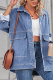 WOMEN OVERSIZED BUTTON UP DENIM JACKET