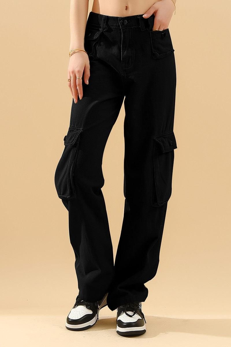 MULTI POCKET CASUAL FLAP POCKET CARGO PANTS - Doublju