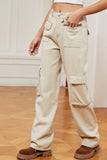 WOMEN STRAIGHT LEG DENIM PANTS JEANS WITH POCKETS