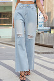 WOMEN DISTRESSED VINTAGE CASUAL DENIM PANTS JEANS