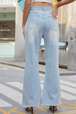 WOMEN DISTRESSED VINTAGE CASUAL DENIM PANTS JEANS