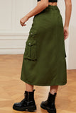 WOMEN FRONT SPLIT LONG LENGTH DENIM SKIRT