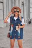 PATTERN BLOCK BUTTON DOWN CASUAL DENIM VEST - Doublju
