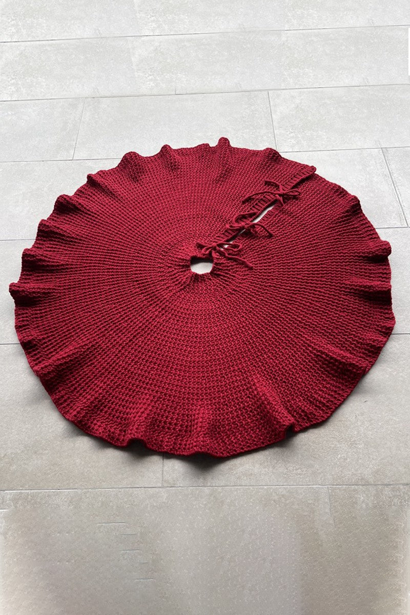 COARSE WOOL PLEATED WOVEN CHRISTMAS TREE SKIRT