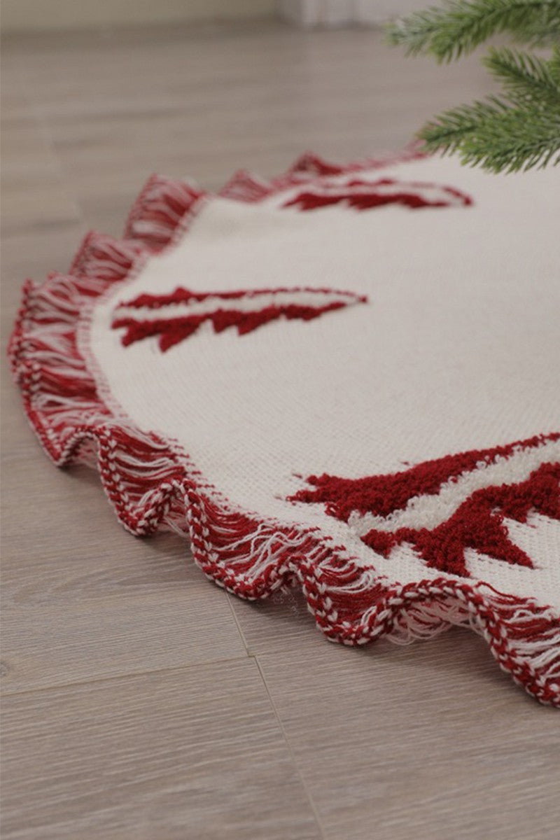 KNITTED CHRISTMAS CEDAR TWO-COLOR TREE SKIRT