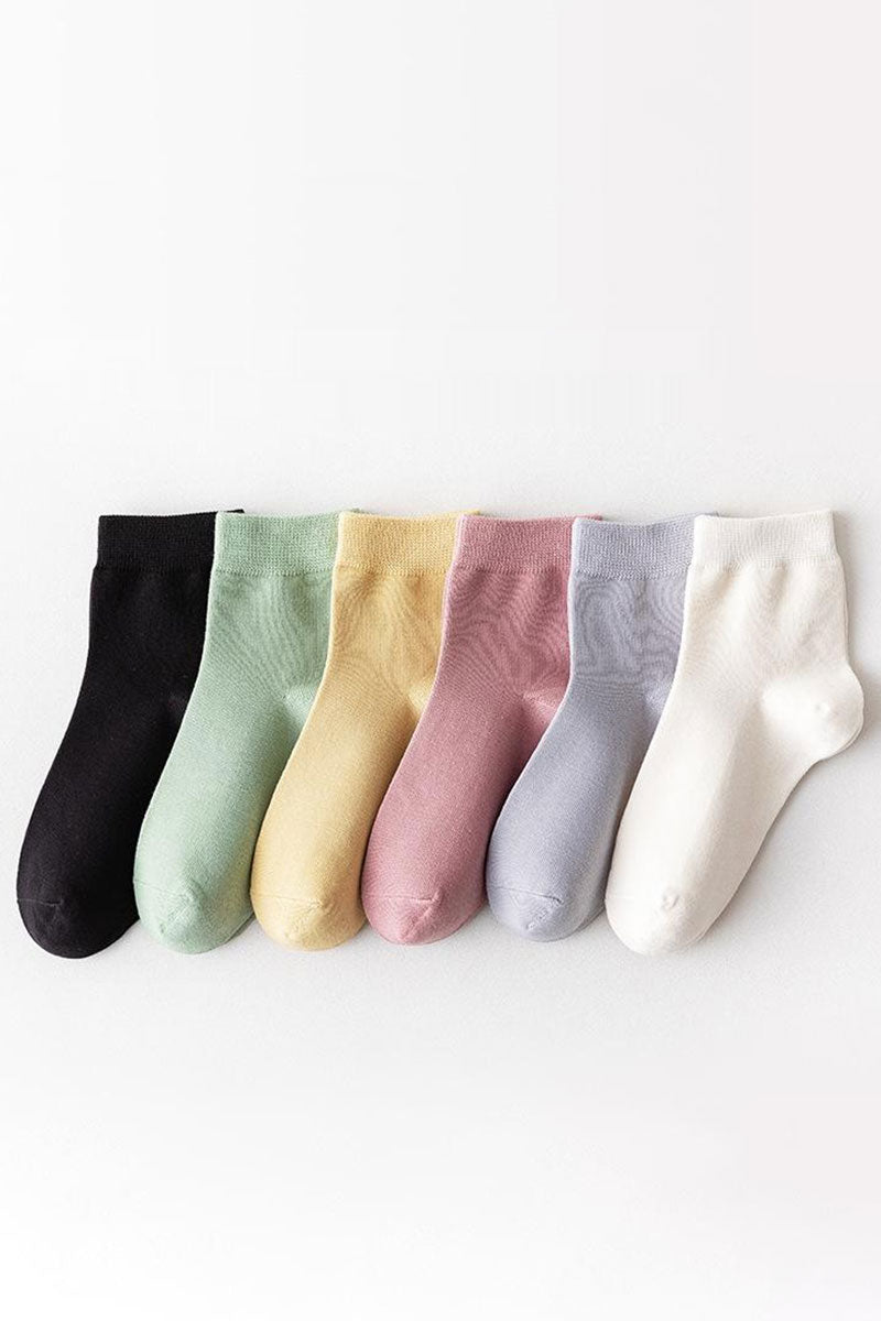 6PAIRS WOMEN SOLID CASUAL ANKLE SOCKS