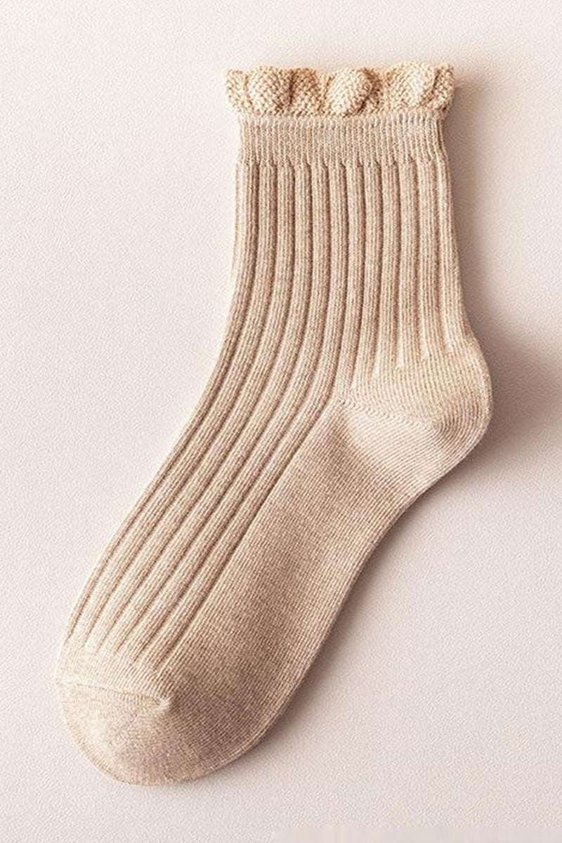 WOMEN LETTUCE TRIM CREW SOCKS