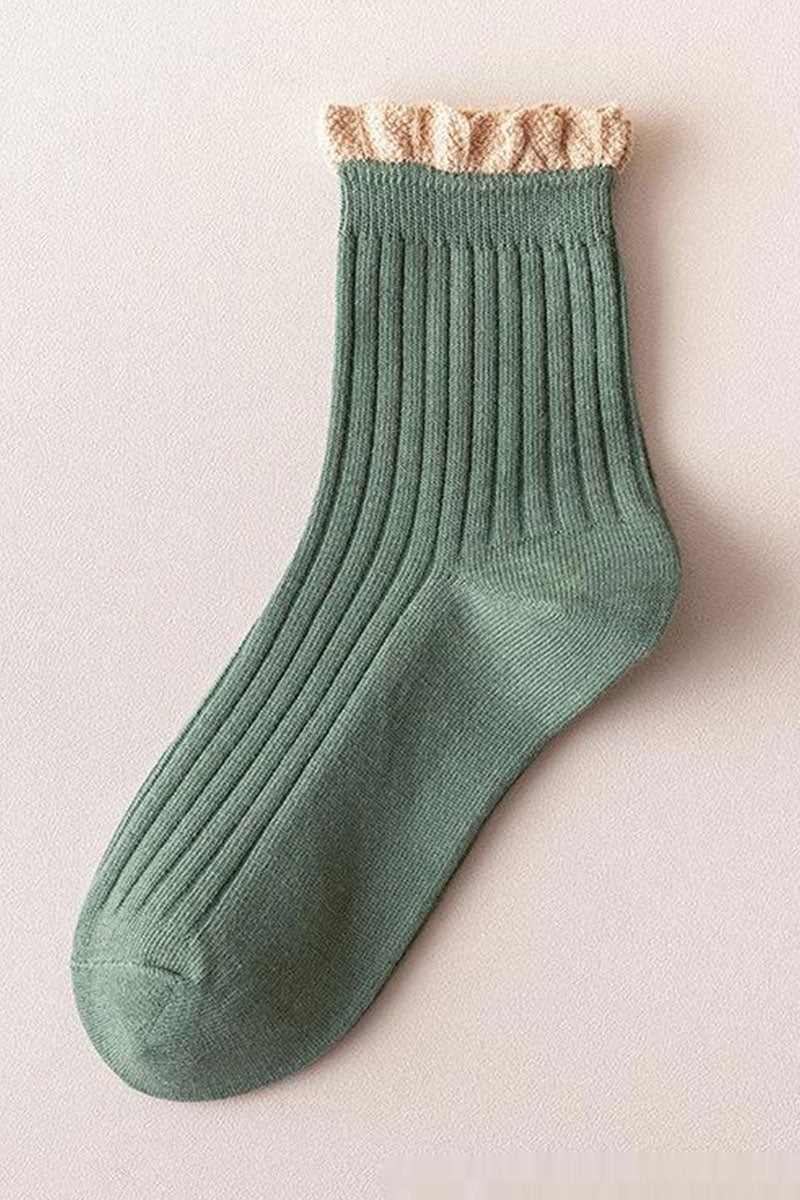 WOMEN LETTUCE TRIM CREW SOCKS