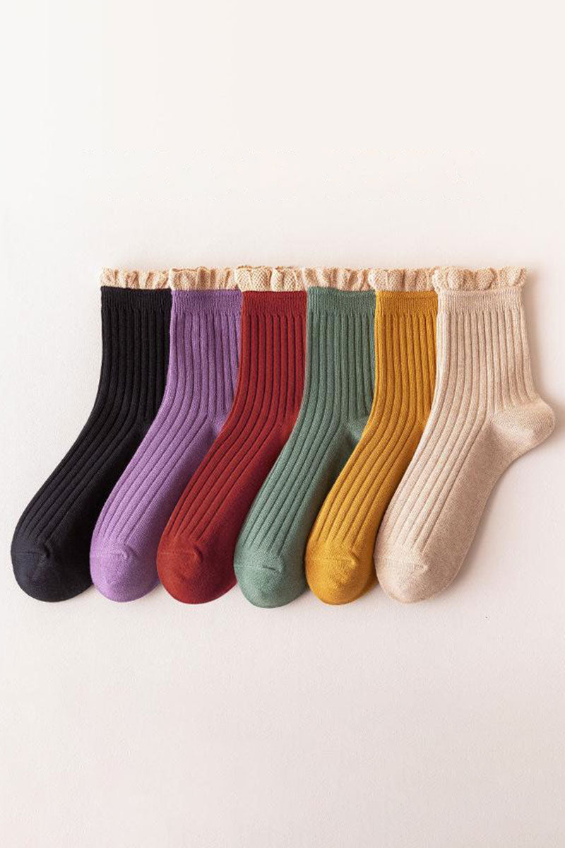 WOMEN LETTUCE TRIM CREW SOCKS