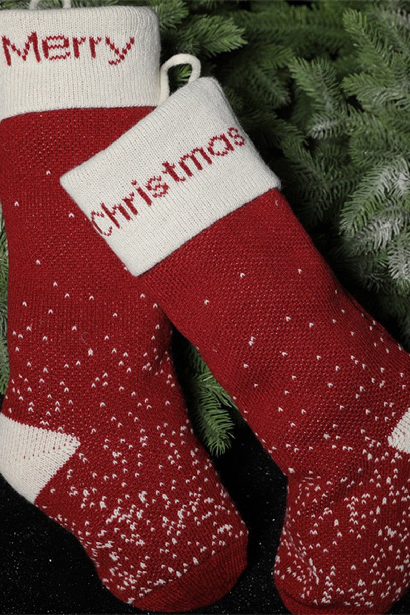 CHRISTMAS SOCKS WITH LETTERS AND SNOWFLAKES