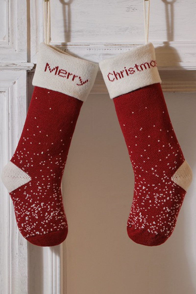 CHRISTMAS SOCKS WITH LETTERS AND SNOWFLAKES