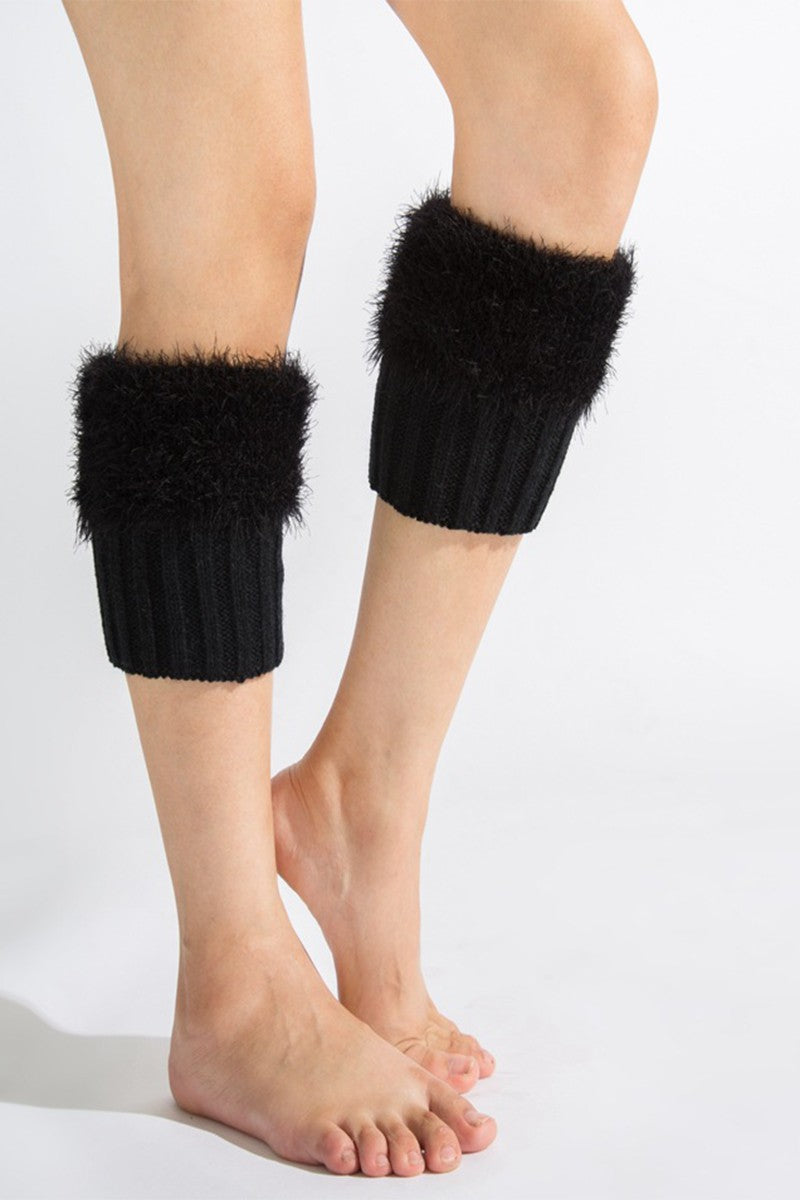 KNITTED FAUX FUR LEG WARMERS