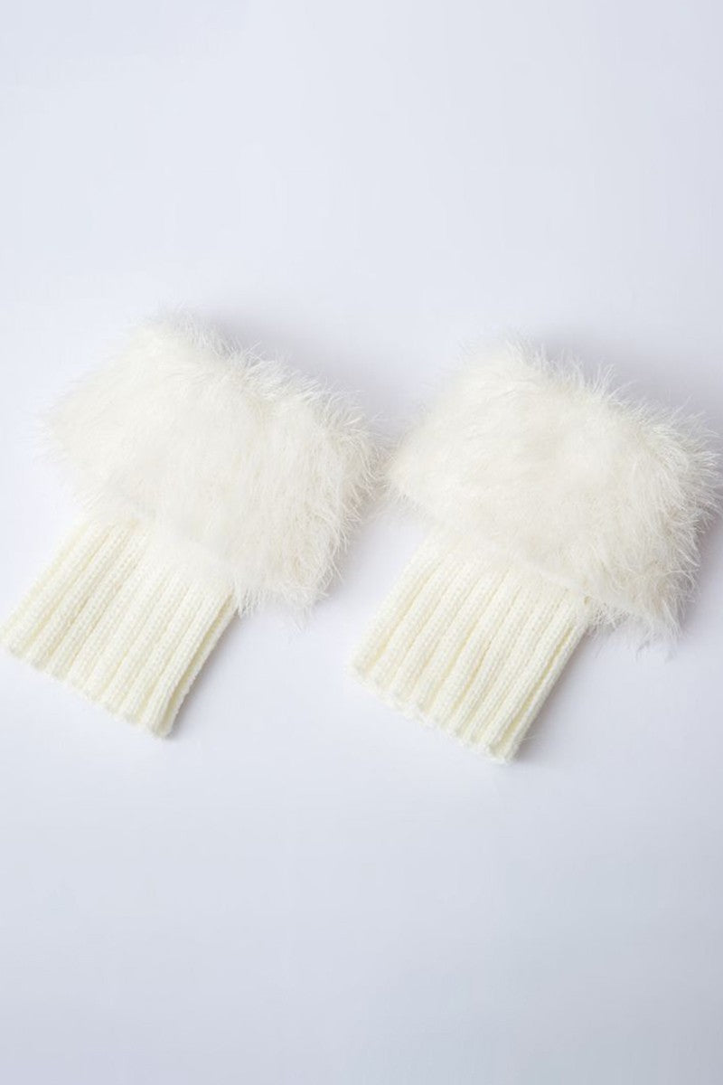 KNITTED FAUX FUR LEG WARMERS