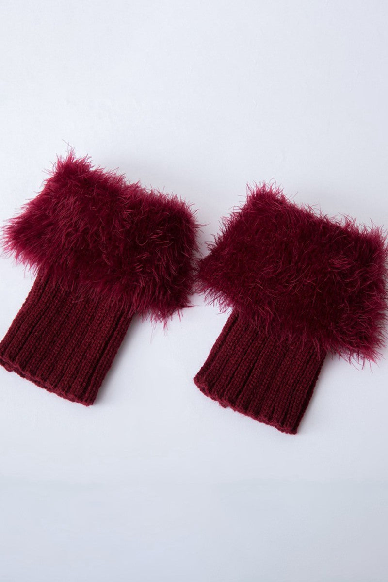 KNITTED FAUX FUR LEG WARMERS