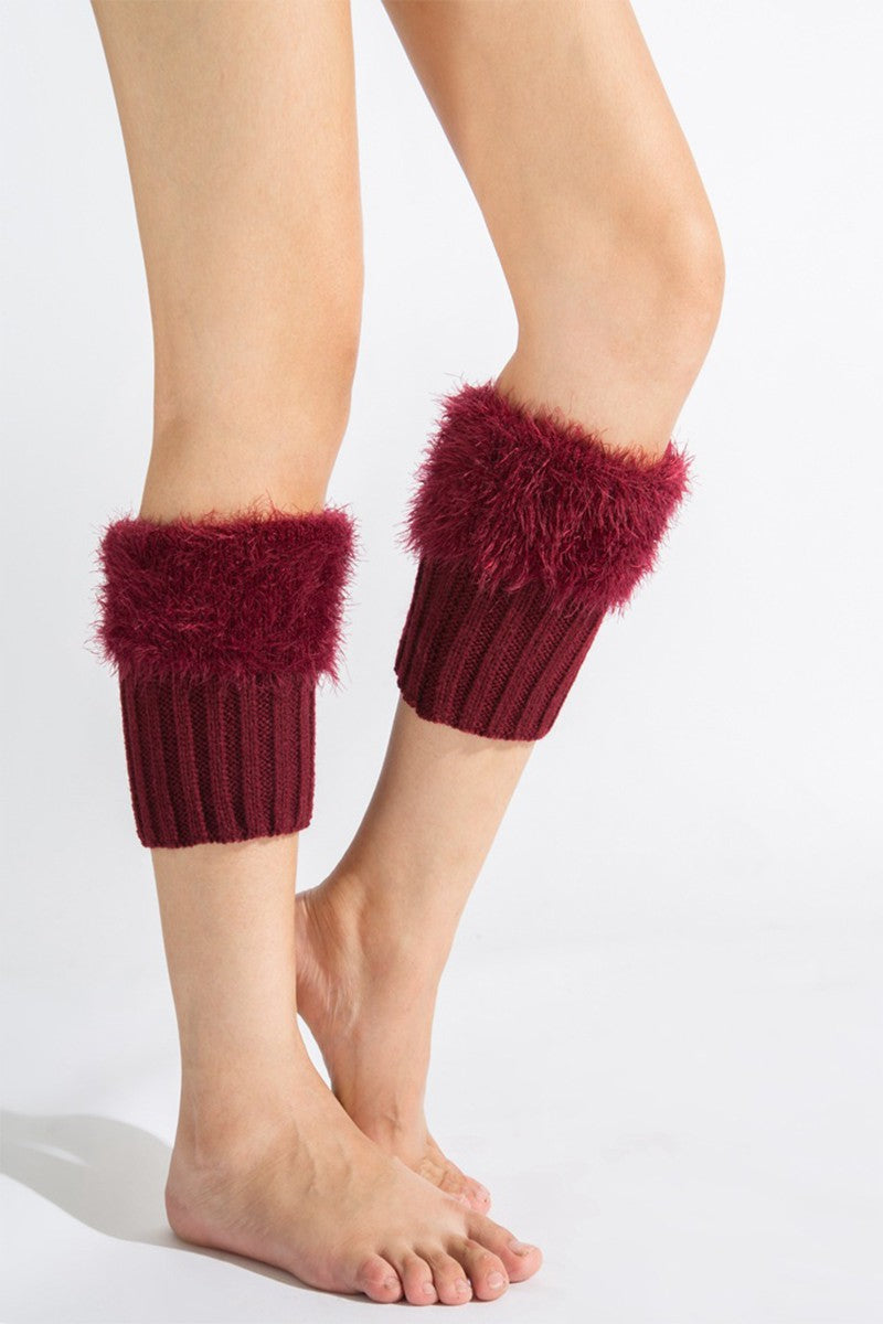 KNITTED FAUX FUR LEG WARMERS