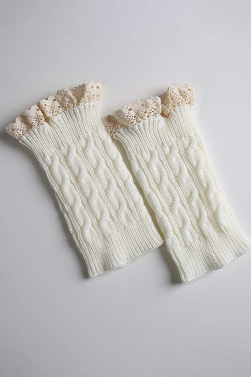 SHORT KNITTED LACE LEG WARMERS