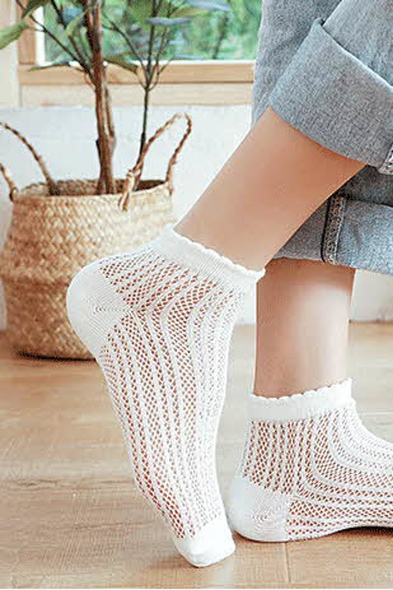 SOLID COLOR MESH BREATHABLE SOCKS