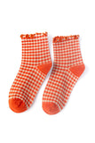 WOMEN’S FRILL CHECK PLAID PATTERN ANKLE SOCKS