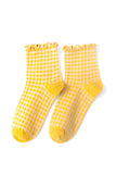 WOMEN’S FRILL CHECK PLAID PATTERN ANKLE SOCKS