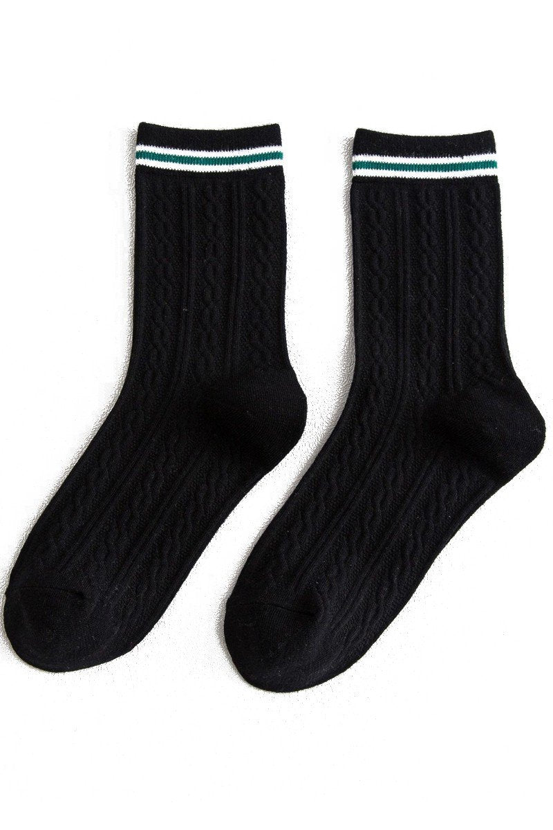 STRIPE ANKLE TWISTED BASIC SOCKS