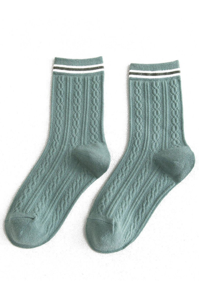 STRIPE ANKLE TWISTED BASIC SOCKS