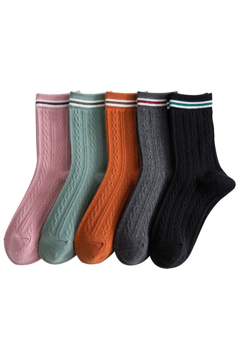 STRIPE ANKLE TWISTED BASIC SOCKS