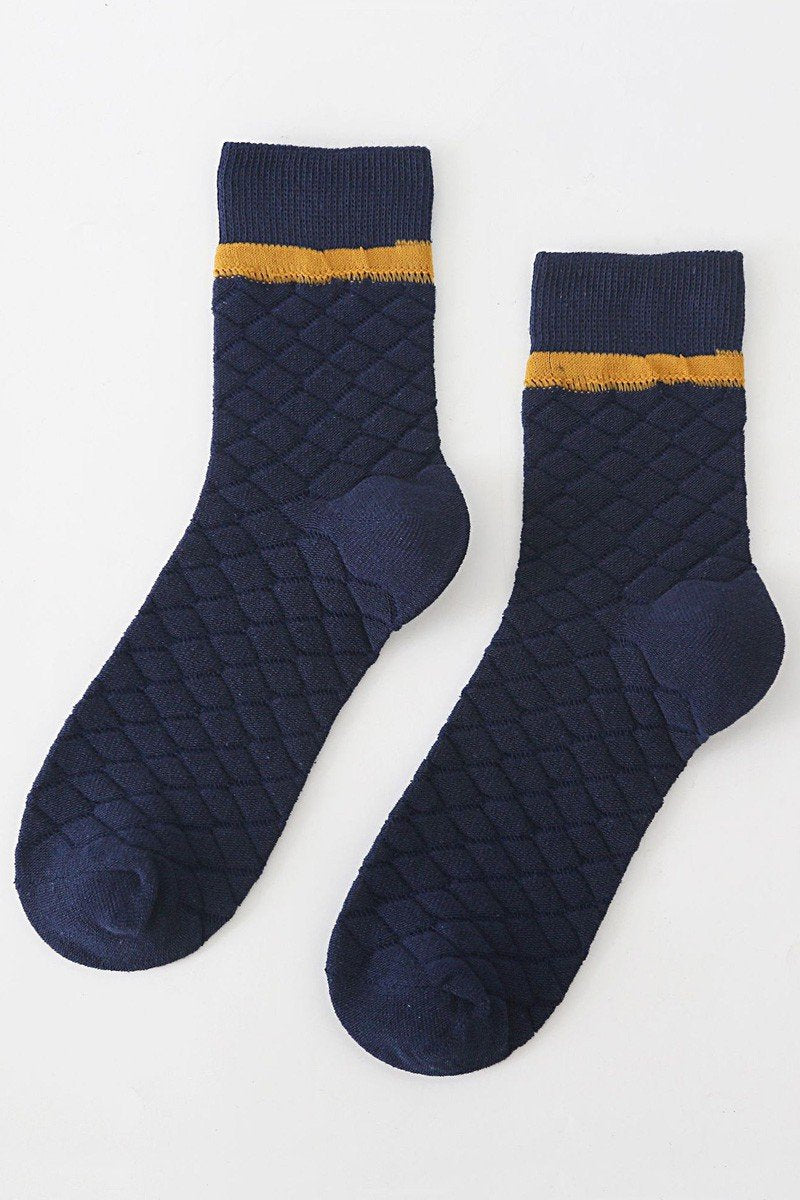 HOURGLASS QUILTED LINE COLOR CREW SOCKS