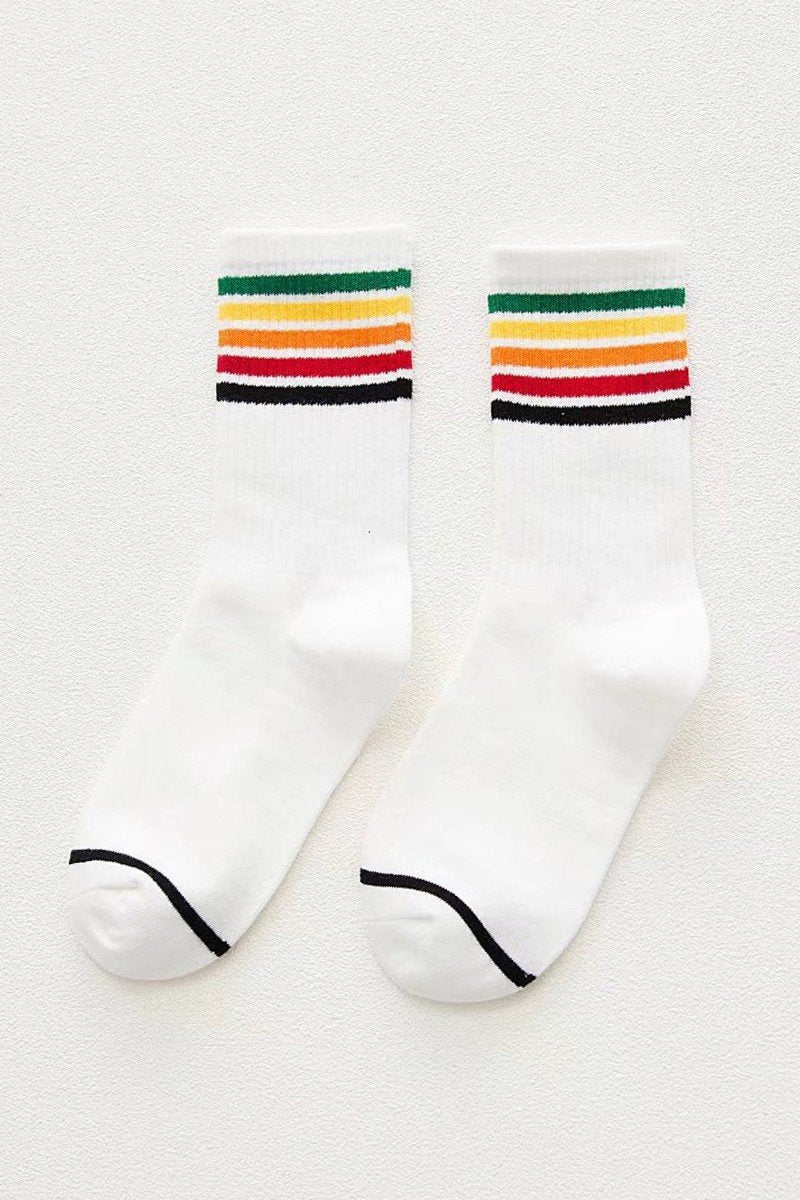 RAINBOW LINED ANKLE CREW SOCKS