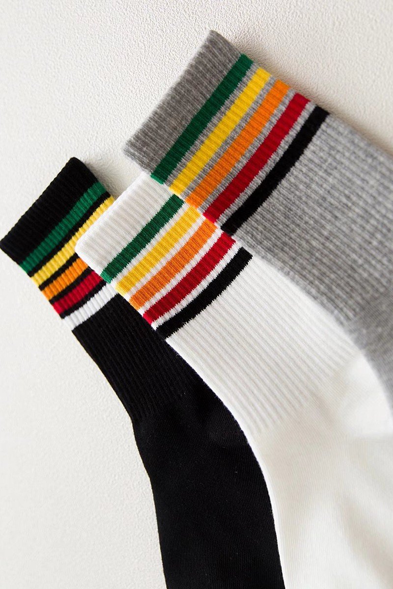 RAINBOW LINED ANKLE CREW SOCKS