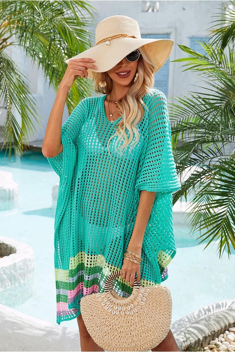 HOLLOW KNITTED SWIM POOL COVER UP - Doublju