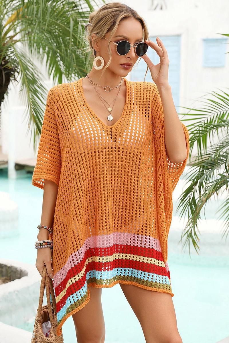 HOLLOW KNITTED SWIM POOL COVER UP - Doublju