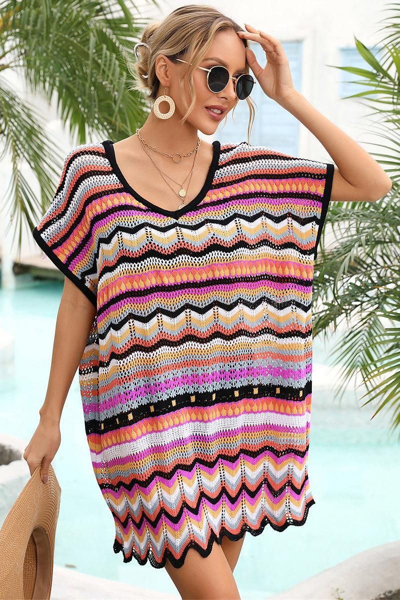 MULTI PATTERNED BEACH SWIMWEAR COVER UP - Doublju