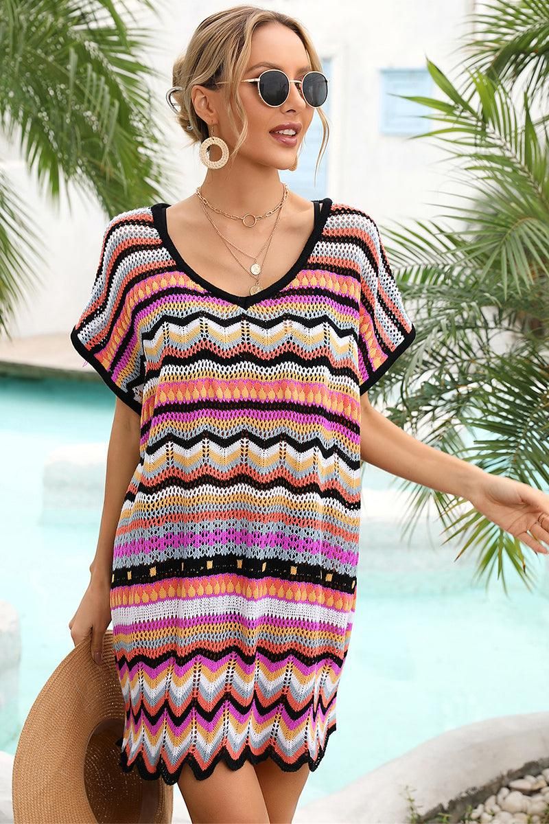 MULTI PATTERNED BEACH SWIMWEAR COVER UP - Doublju