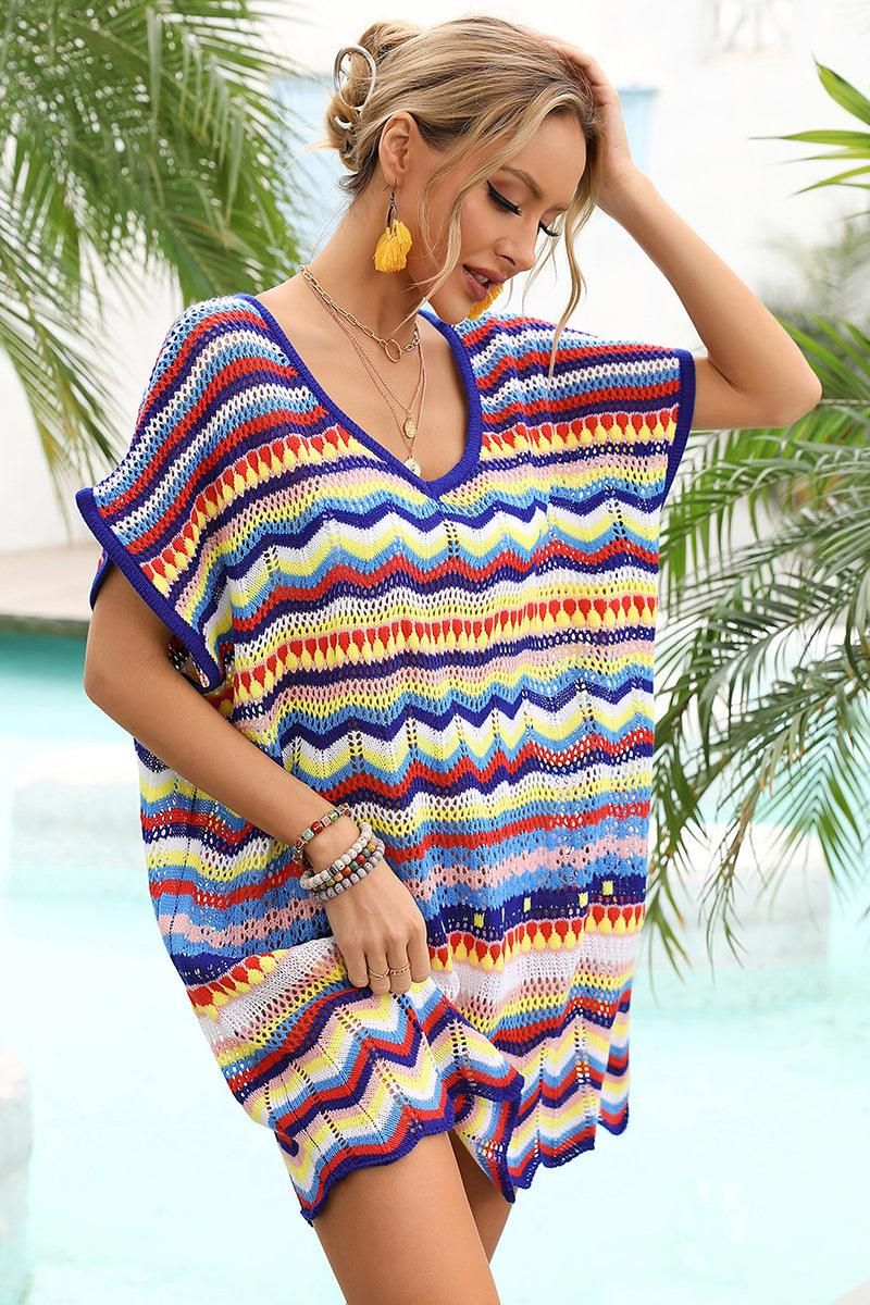 MULTI PATTERNED BEACH SWIMWEAR COVER UP - Doublju