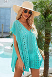 SIDE SLIT HOLLOW KINTTED SWIMWEAR COVER UP - Doublju