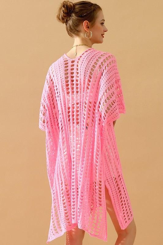 HOLLOW KNITTED BEACH WEAR SWIM COVER UP - Doublju