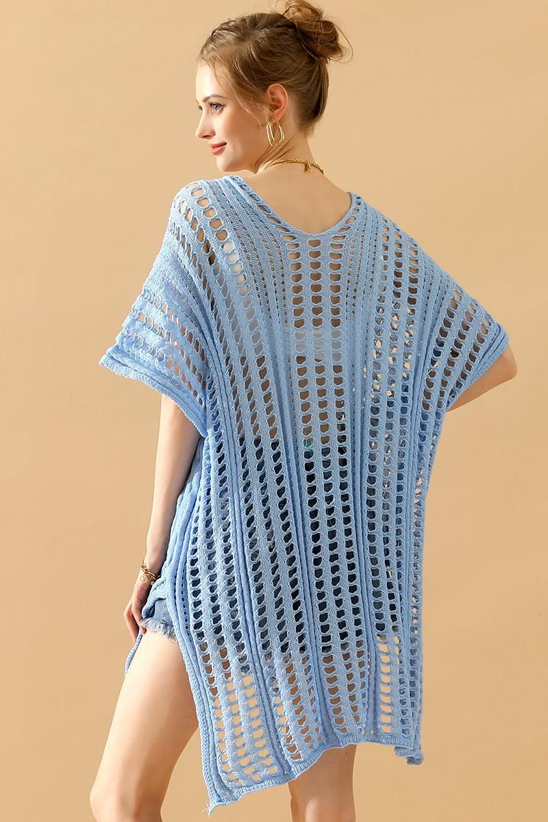 HOLLOW KNITTED BEACH WEAR SWIM COVER UP - Doublju