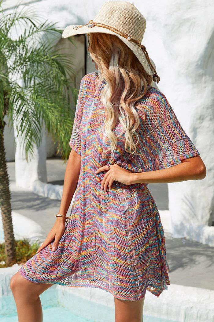 PATTERNED KNIT SWIM COVER UP - Doublju