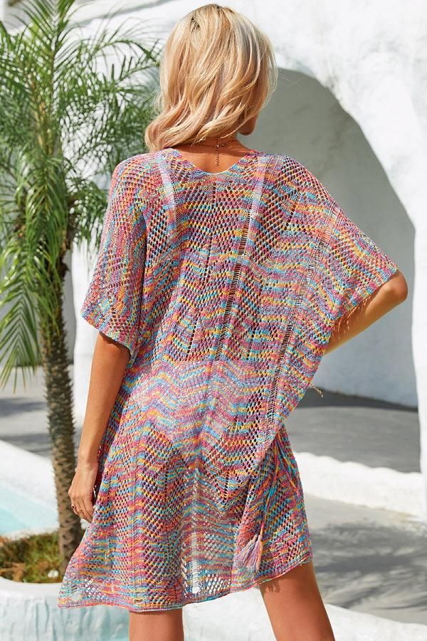 PATTERNED KNIT SWIM COVER UP - Doublju