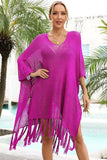 TASSEL DETAILED KNIT BEACH WEAR COVER UP - Doublju