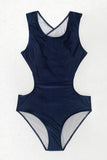 CUT OUT WAIST ONE PIECE BEACH SWIMSUIT - Doublju