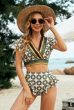 PATTERNED TWO PIECE BEACH WEAR SWIMSUIT - Doublju