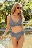 LACE DETAILED PATTERN TWO PIECE SWIM WEAR - Doublju