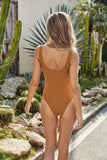 SOLID ONE PIECE BEACH WEAR SWIMSUIT - Doublju