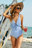 TIED V NECK ONE PIECE SWIMSUIT - Doublju