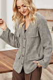 WOMEN BUTTON UP BOYFRIEND JACKET WITH POCKETS - Doublju