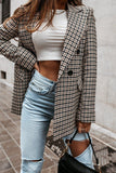 PLAID PATTERN OFFICE WORK BUTTONED BLAZER JACKET